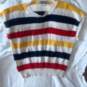 Vintage Nikki Colorful Striped Sweater vest - Red, Yellow, Navy, and White
